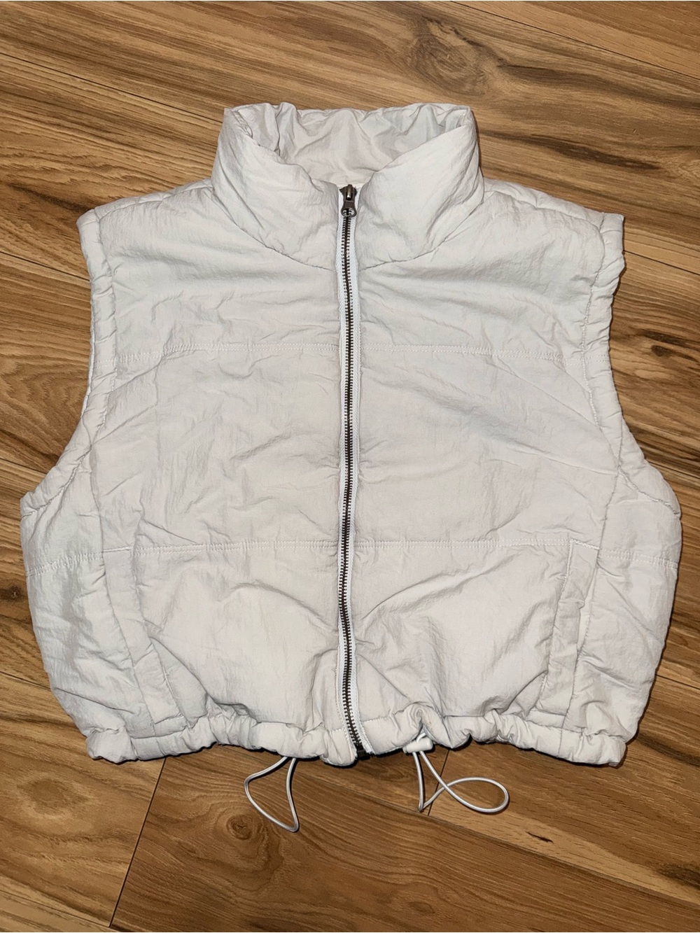 Thread & Supply White Quilted Puffer Vest with Drawstring